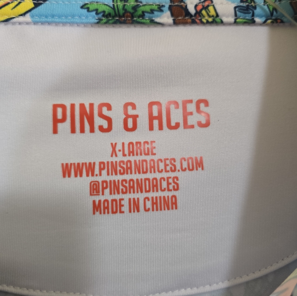 Pins & Aces Margaritaville Pins In Paradise Golf Polo XL Hawaiian Athletic Fit - Picture 5 of 7